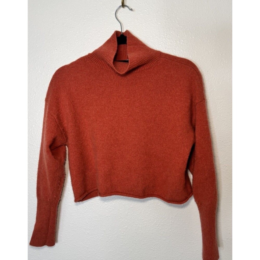 The Group Babaton Orange Mock Neck Crop 100% Cashmere Sweater Size XS
